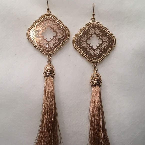 Jewelry - Rose Gold Color Tassel Earrings